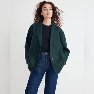 Madewell Brushed Oversized Dorset Blazer Green Wool Blend Poetcore Coat Jacket